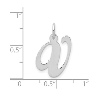 14K White Gold Medium Fancy Script Initial V Charm