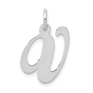 14K White Gold Medium Fancy Script Initial V Charm