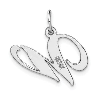 14K White Gold Medium Fancy Script Initial W Charm