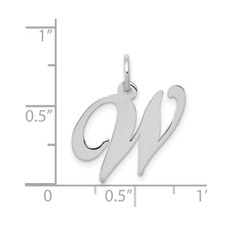 14K White Gold Medium Fancy Script Initial W Charm