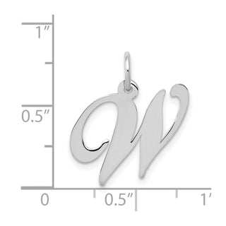 14K White Gold Medium Fancy Script Initial W Charm