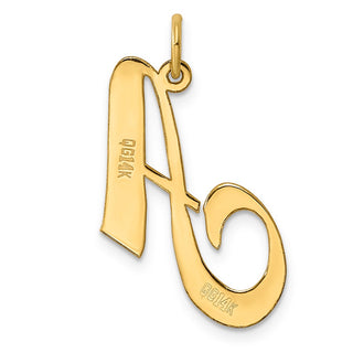 14k Yellow Gold Large Fancy Script Initial A Charm