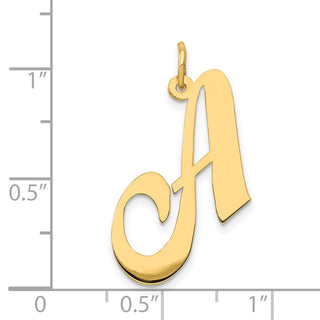 14k Yellow Gold Large Fancy Script Initial A Charm