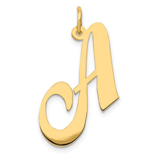 14k Yellow Gold Large Fancy Script Initial A Charm