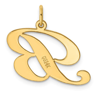 14k Yellow Gold Large Fancy Script Initial B Charm