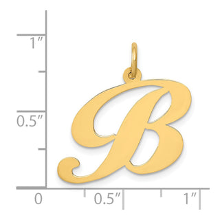 14k Yellow Gold Large Fancy Script Initial B Charm