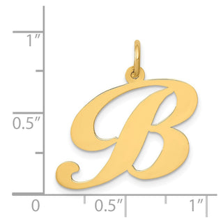 14k Yellow Gold Large Fancy Script Initial B Charm