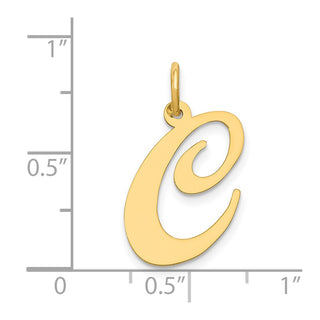 14k Yellow Gold Large Fancy Script Initial C Charm
