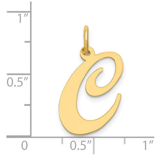 14k Yellow Gold Large Fancy Script Initial C Charm