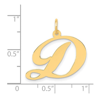14k Yellow Gold Large Fancy Script Initial D Charm