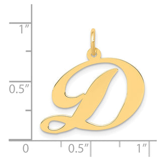 14k Yellow Gold Large Fancy Script Initial D Charm