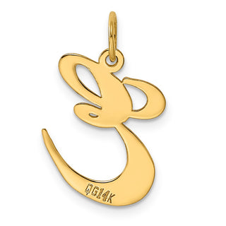 14k Yellow Gold Large Fancy Script Initial E Charm