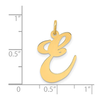 14k Yellow Gold Large Fancy Script Initial E Charm