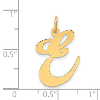 14k Yellow Gold Large Fancy Script Initial E Charm