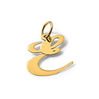 14k Yellow Gold Large Fancy Script Initial E Charm