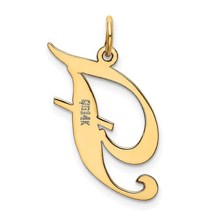 14k Yellow Gold Large Fancy Script Initial F Charm