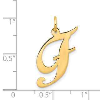 14k Yellow Gold Large Fancy Script Initial F Charm