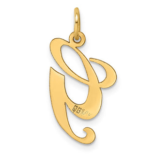 14k Yellow Gold Large Fancy Script Initial G Charm