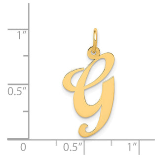 14k Yellow Gold Large Fancy Script Initial G Charm