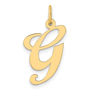 14k Yellow Gold Large Fancy Script Initial G Charm