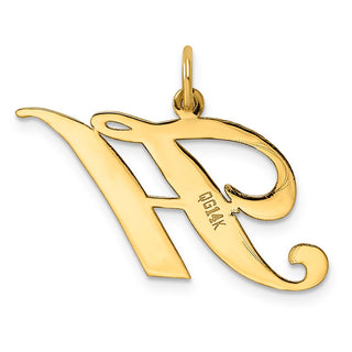 14k Yellow Gold Large Fancy Script Initial H Charm