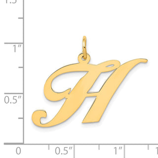 14k Yellow Gold Large Fancy Script Initial H Charm