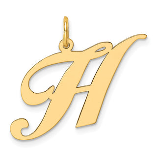 14k Yellow Gold Large Fancy Script Initial H Charm