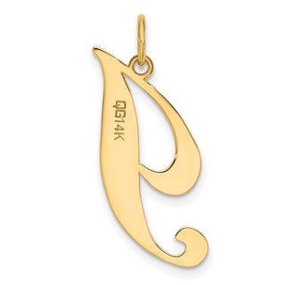 14k Yellow Gold Large Fancy Script Initial I Charm