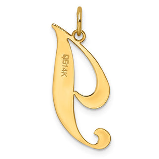 14k Yellow Gold Large Fancy Script Initial I Charm