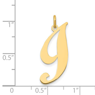 14k Yellow Gold Large Fancy Script Initial I Charm