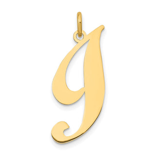 14k Yellow Gold Large Fancy Script Initial I Charm