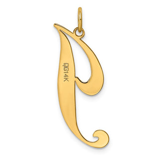14k Yellow Gold Large Fancy Script Initial J Charm
