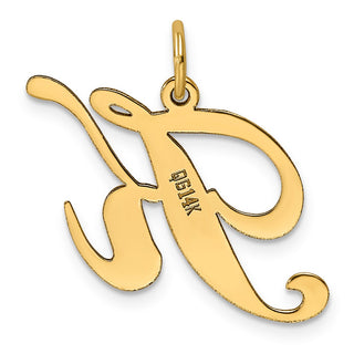 14k Yellow Gold Large Fancy Script Initial K Charm