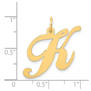 14k Yellow Gold Large Fancy Script Initial K Charm