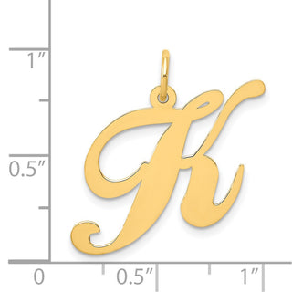 14k Yellow Gold Large Fancy Script Initial K Charm