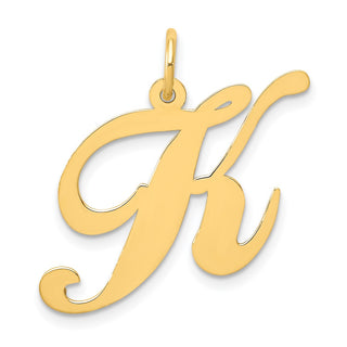 14k Yellow Gold Large Fancy Script Initial K Charm