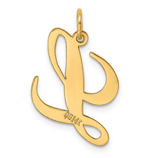 14k Yellow Gold Large Fancy Script Initial L Charm