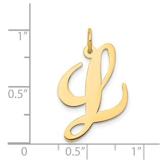 14k Yellow Gold Large Fancy Script Initial L Charm