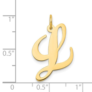 14k Yellow Gold Large Fancy Script Initial L Charm