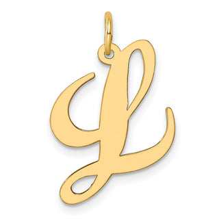 14k Yellow Gold Large Fancy Script Initial L Charm