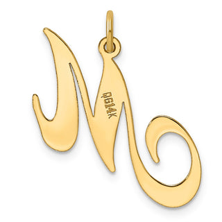 14k Yellow Gold Large Fancy Script Initial M Charm
