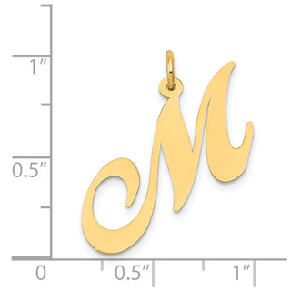14k Yellow Gold Large Fancy Script Initial M Charm