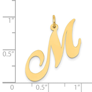 14k Yellow Gold Large Fancy Script Initial M Charm
