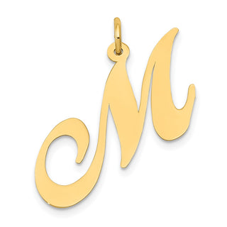 14k Yellow Gold Large Fancy Script Initial M Charm