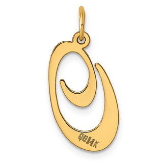 14k Yellow Gold Large Fancy Script Initial O Charm