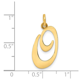 14k Yellow Gold Large Fancy Script Initial O Charm
