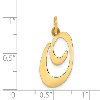 14k Yellow Gold Large Fancy Script Initial O Charm