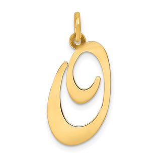 14k Yellow Gold Large Fancy Script Initial O Charm