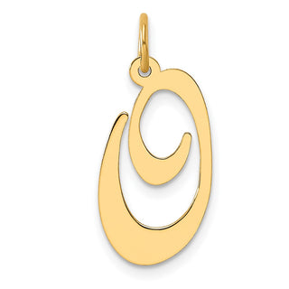 14k Yellow Gold Large Fancy Script Initial O Charm