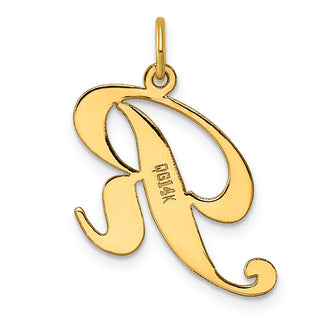 14k Yellow Gold Large Fancy Script Initial R Charm